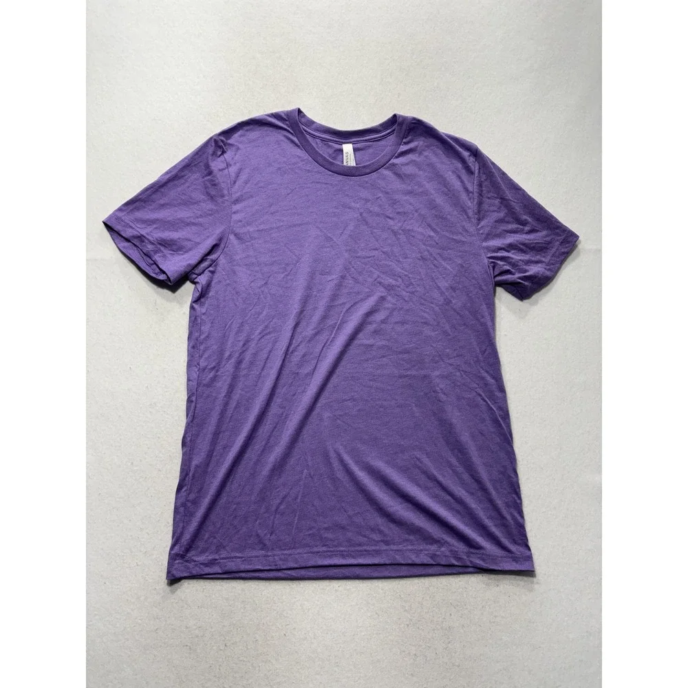 Bella + Canvas 3001 Mens Large Purple Crew Neck Short Sleeve Basic Tee Shirt